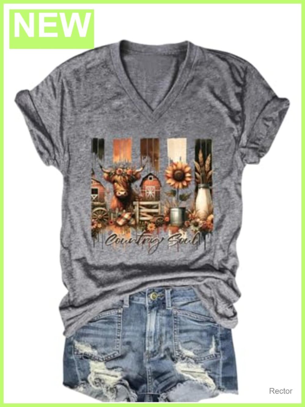 Women's Cowgirl Graphic T-Shirt Cotton Blend V-Neck Short Sleeve Western